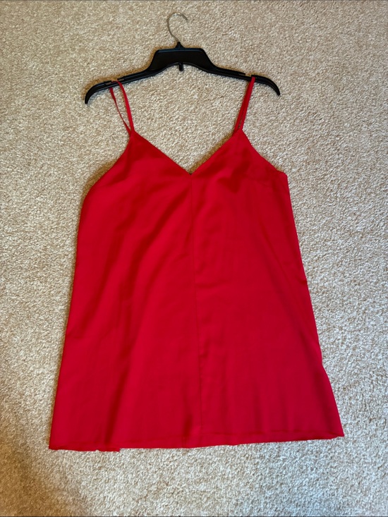 Free People Tops - Free People FP One Red Spaghetti Strap Long Cami Silky Top Tunic Sz S